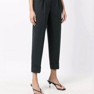 Free People Onyx Black Rolled Cuff Hem Trouser Pants Size 12 NWOT